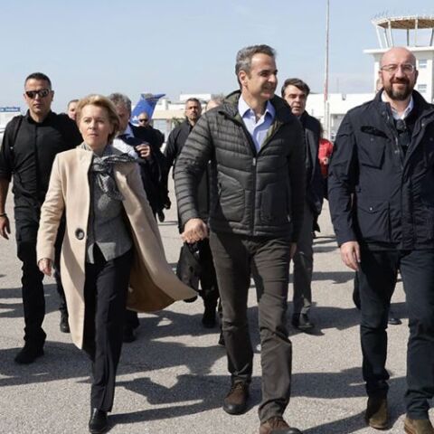 Ο Κυριάκος Μητσοτάκης με την ηγεσία της ΕΕ στον Έβρο