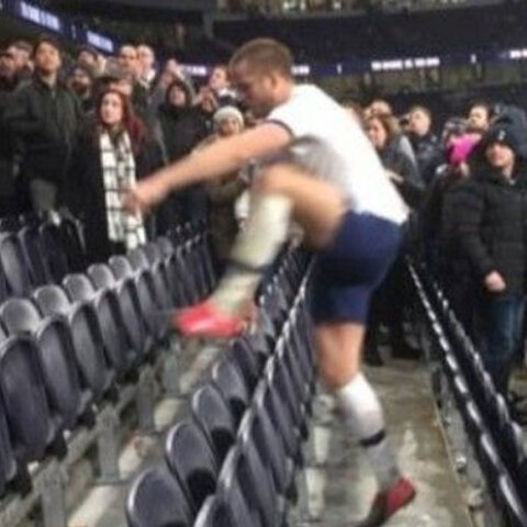 Ο ποδοσφαιριστής της Τότεναμ Έρικ Ντάιερ ορμά σε οπαδό στις εξέδρες