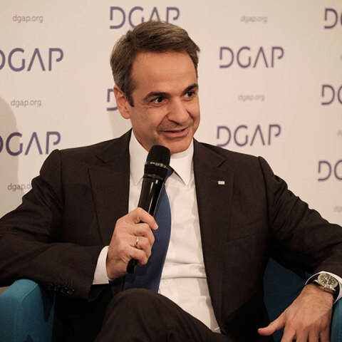 Ο  Κυριάκος Μητσοτάκης στο πάνελ διαλόγου του German Council on Foreign Relations