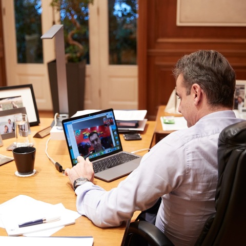 Τηλεδιάσκεψη του Πρωθυπουργού Κυριάκου Μητσοτάκη με τον πρόεδρο του ΣΥΡΙΖΑ Αλέξη Τσίπρα, για το θέμα του κορονοϊού την Δευτέρα 16 Μαρτίου 2020