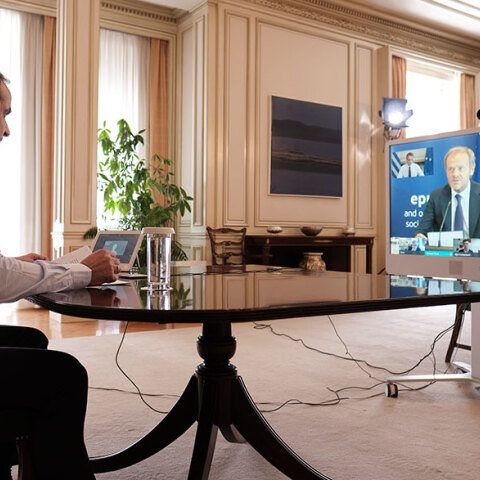 Ο Μητσοτάκης στην τηλεδιάσκεψη του Ευρωπαϊκού Λαϊκού Κόμματος  