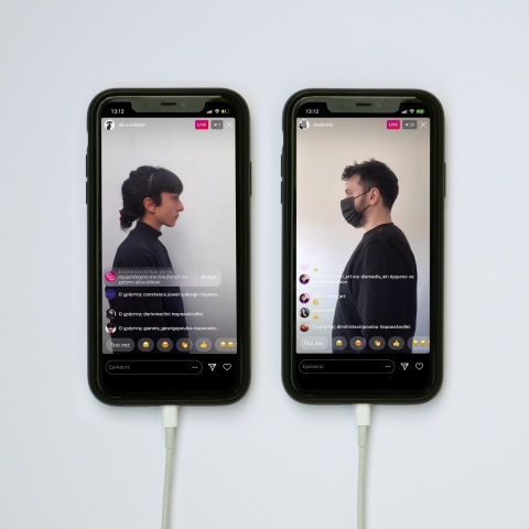 Η Ελίζα Κρικώνη και ο The Krank κατά τη διάρκεια της performance