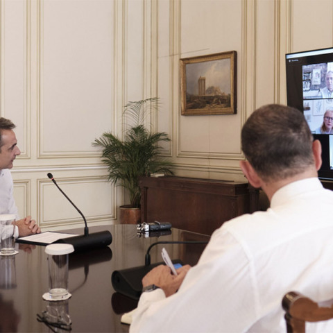 Κυριάκος Μητσοτάκης - Τηλεδιάσκεψη με κοινωνικούς εταίρους