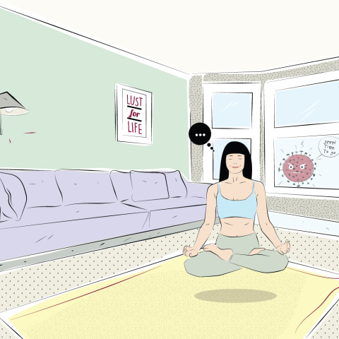 Σκίτσο με κορίτσι που κάνει yoga