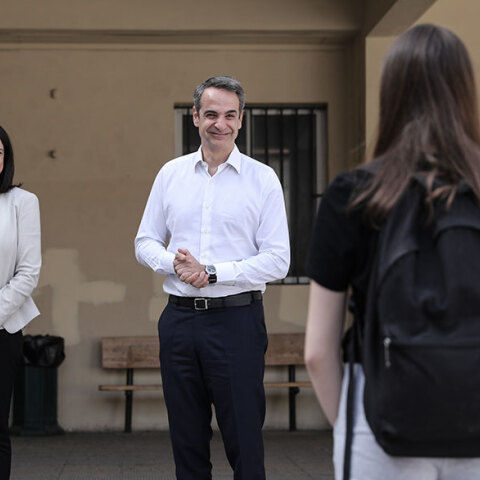 Ο Κυριάκος Μητσοτάκης στο 7ο Γυμνάσιο Αθηνών