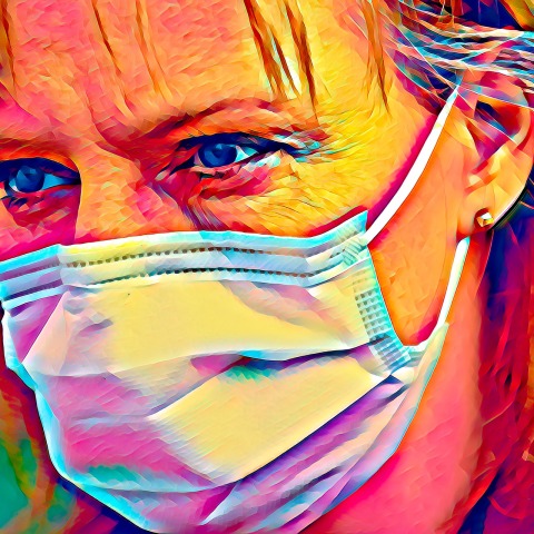 ΕΙκονογράφηση - Γυναίκα που φορά χειρουργική μάσκα