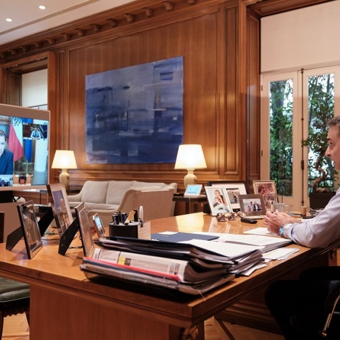 Κυριάκος Μητσοτάκης σε τηλεδιάσκεψη