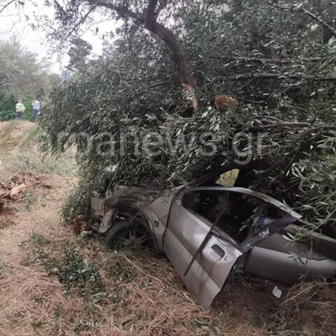 Κρήτη: Αυτοκίνητο «καρφώθηκε» στις ελιές - Στο νοσοκομείο ο οδηγός με πολλαπλά τραύματα