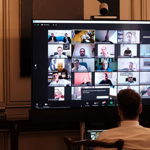 Τηλεδιάσκεψη του πρωθυπουργού Κυριάκου Μητσοτάκη με προέδρους ΝΟΔΕ