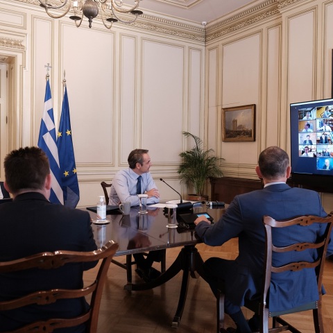 Τηλεδιάσκεψη του πρωθυπουργού Κυριάκου Μητσοτάκη με τα μέλη του υπουργικού συμβουλίου