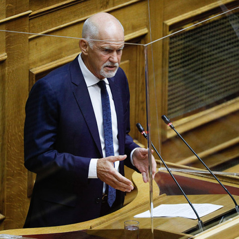 Γιώργος Παπανδρέου κατά την ομιλία του στη Βουλή σχετικά με το νομοσχέδιο του υπουργείου Προστασίας του Πολίτη για τις διαδηλώσεις