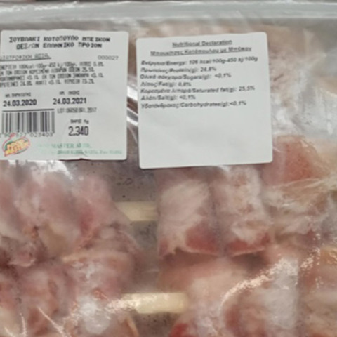 ΕΦΕΤ - Σαλμονέλα σε σουβλάκια κοτόπουλου με μπέικον - Ανάκληση