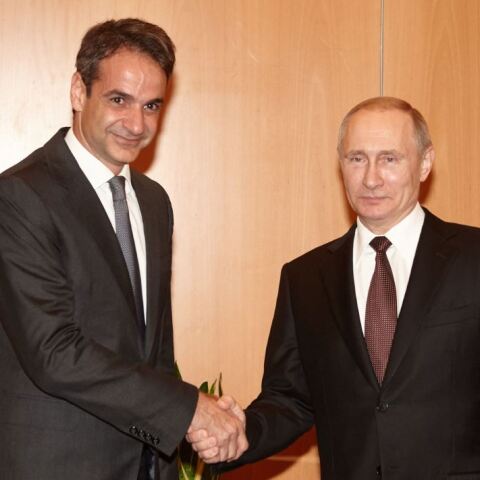 Kυριάκος Μητσοτάκης και Βλάντιμιρ Πούτιν 