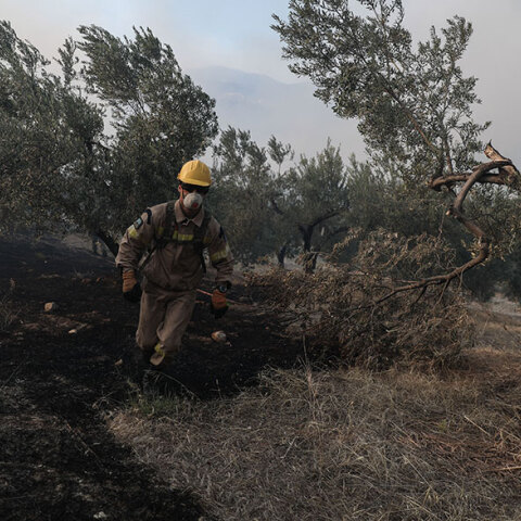 Τραυματισμός πυροσβέστη στη μεγάλη φωτιά στις Κεχριές Κορινθίας