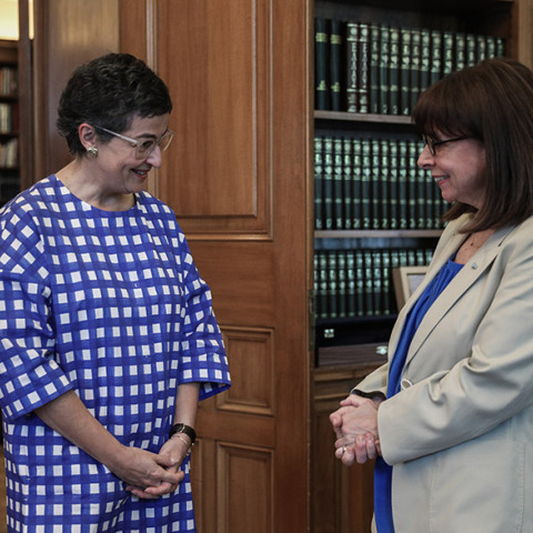 ΑΘΗΝΑ - ΣΥΝΑΝΤΗΣΗ ΤΗΣ ΠτΔ ΚΑΤ. ΣΑΚΕΛΛΑΡΟΠΟΥΛΟΥ ΜΕ ΤΗΝ ΥΠΕΞ ΤΗΣ ΙΣΠΑΝΙΑΣ Α. Γ. ΛΑΓΙΑ 