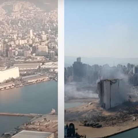 Λίβανος: Drone καταγράφει το πριν και το μετά την έκρηξη στη Βηρυτό