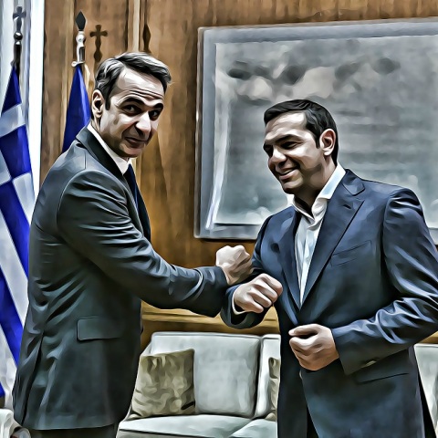 Εικονογράφηση για τη συνάντηση Μητσοτάκη-Τσίπρα στο Μέγαρο Μαξίμου