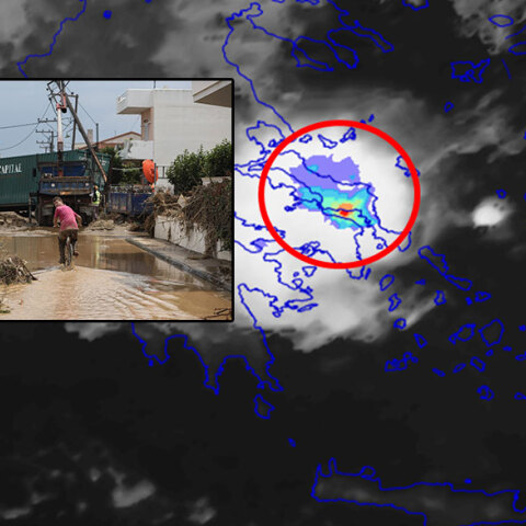 Δορυφόρος κατέγραψε την κακοκαιρία στην Εύβοια