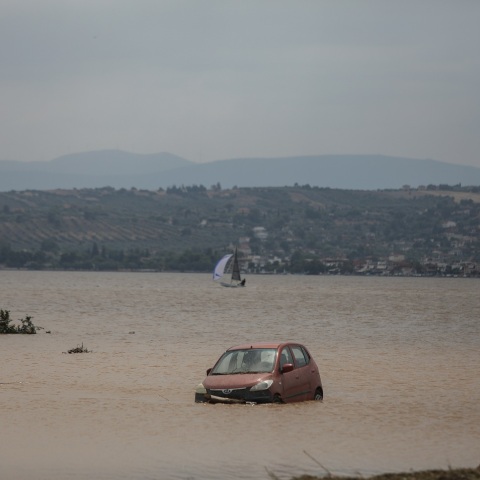 Στιγμιότυπο από την περιοχή Μπούρτζι της Εύβοιας την Κυριακή 9 Αυγούστου 2020. Η περιοχή επλήγη από καταστροφικές πλημμύρες
