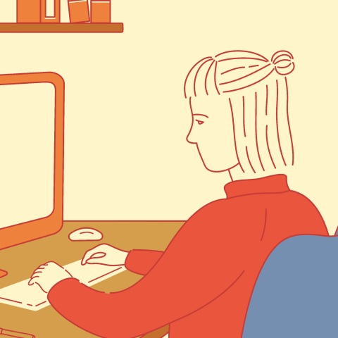 Εικονογράφηση - Γυναίκα πληκτρολογεί σε υπολογιστή