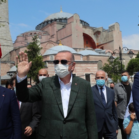 Ο πρόεδρος της Τουρκίας Ρετζέπ Ταγίπ Ερντογάν στην Αγία Σοφία