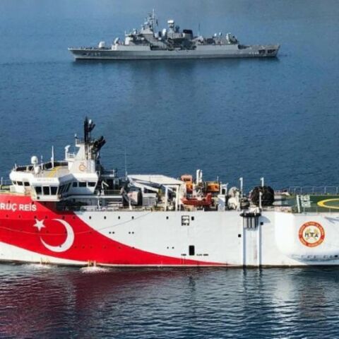 Το Oruc Reis © EPA/TURKISH DEFENCE MINISTER  