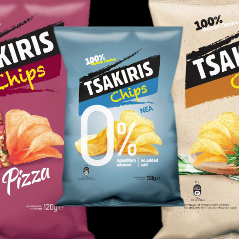 Νέα Tsakiris Chips: Pizza, Πατάτες Φούρνου, 0% Προστιθέμενο Αλάτι