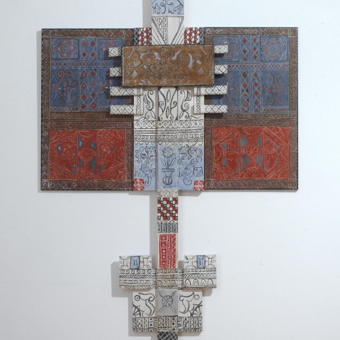 Αλέκος Κυραρίνης, Κανόνας, 2020 . Αυγοτέμπερα σε ξύλο, κατασκευή, 176 x 114 εκ