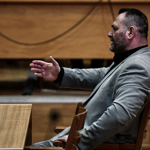 Ο Γιάννης Λαγός, ευρωβουλευτής της Χρυσής Αυγής