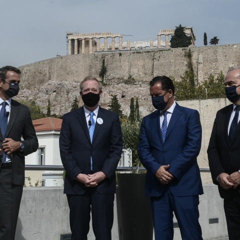 Ομιλία του Πρωθυπουργού Κυριάκου Μητσοτάκη, σε εκδήλωση στο Μουσείο της Ακρόπολης, μαζί με τον Πρόεδρο της Microsoft Brad Smith