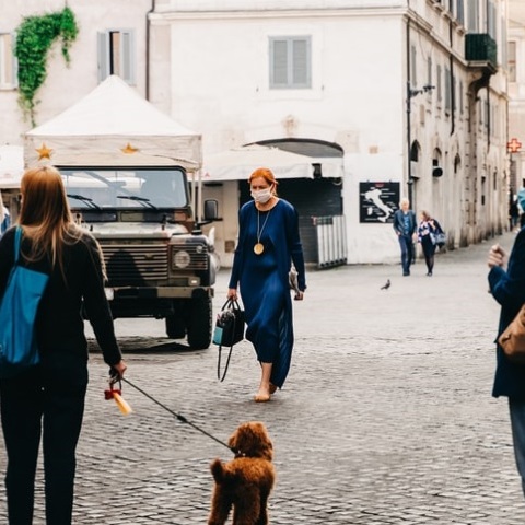 Κυρίες που φορούν μάσκα στους δρόμους της Ιταλίας