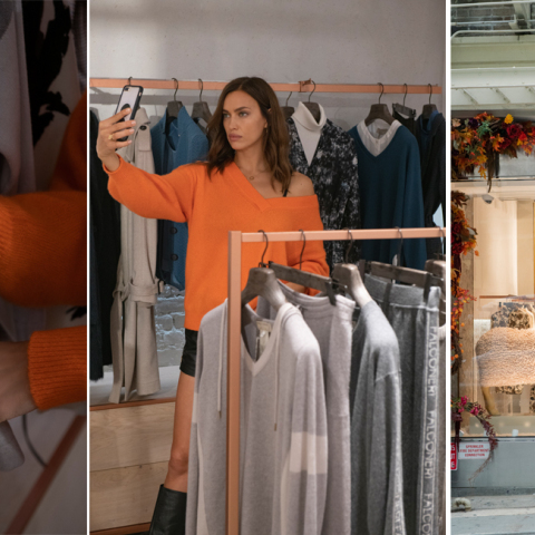 Spotted: Η Irina Shayk με Falconeri πουλόβερ, από κασμίρι και μετάξι σε τέλειο χρώμα στη boutique του αγαπημένου της brand στο Σόχο (Νέα Υόρκη).