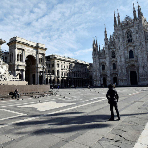 Εικόνα από το πρώτο lockdown που είχε επιβληθεί για τον κορωνοϊό στο Μιλάνο