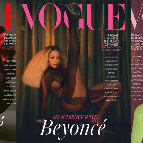 Η τραγουδίστρια Beyoncé σε τρεις διαφορετικές πόζες και outfit για το εξώφυλλο της βρετανικής Vogue
