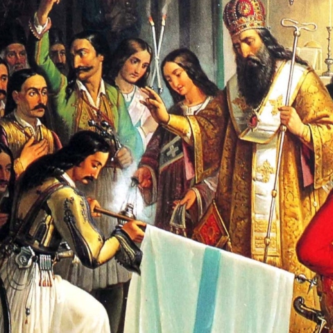 ΝΑΥΠΛΙΟ - ΠΙΝΑΚΑΣ ΖΩΓΡΑΦΙΚΗΣ ΤΟΥ ΘΕΟΔΩΡΟΥ ΒΡΥΖΑΚΗ ΜΕ ΘΕΜΑ ΤΗΝ ΕΝΑΡΞΗ ΤΗΣ ΕΠΑΝΑΣΤΑΣΗΣ ΤΟΥ 1821