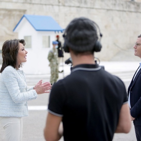 Στιγμιότυπο από τη συνέντευξη της Γιάννας Αγγελοπούλου-Δασκαλάκη
