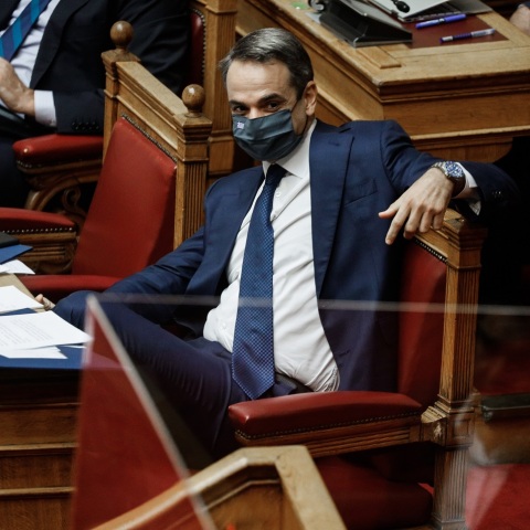 Ο πρωθυπουργός Κυριάκος Μητσοτάκης στη Βουλή