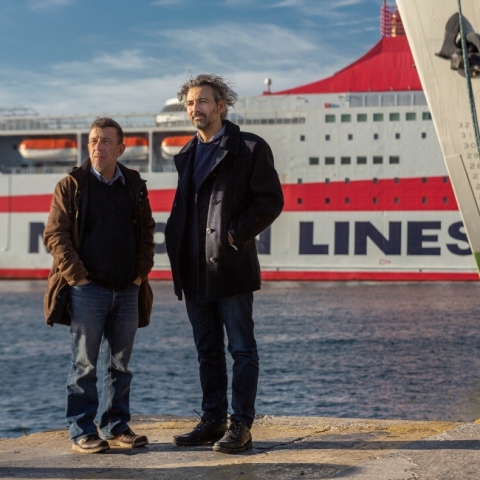 Μανώλης Μαυροματάκης και Λευτέρης Γιοβανίδης στις διαδρομές του Δημοτικού Θεάτρου Πειραιά