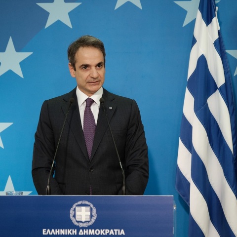 Ο πρωθυπουργός Κυριάκος Μητσοτάκης κατά τη διάρκεια συνέντευξης Τύπου 