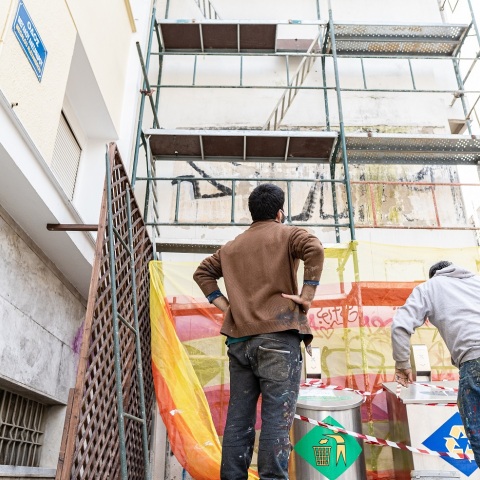 Τοιχογραφία του Pupet στη Λάρισα από την ταινία Nuovo Cinema Paradiso