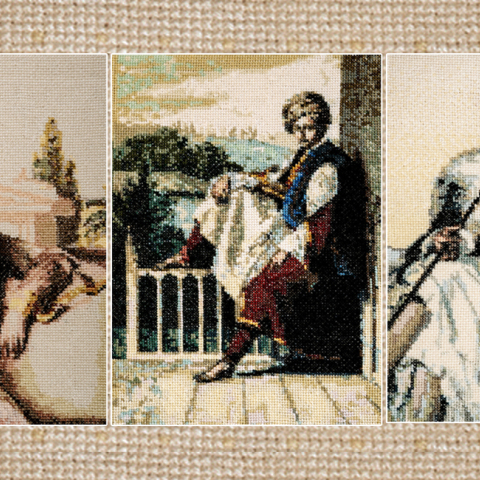 Έργα του Λουί Ντυπρέ με θέμα την Επανάσταση του 1821, κεντήματα του Σταμάτη Ζάννου