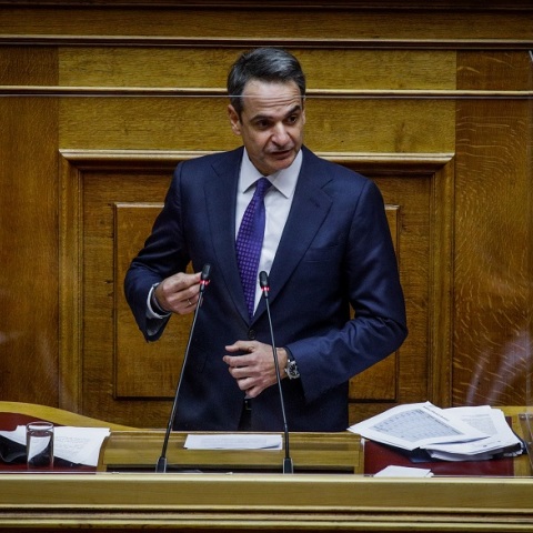 Ο πρωθυπουργός Κυριάκος Μητσοτάκης από το βήμα της Βουλής
