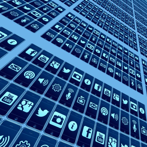 Εικονογράφηση με τα λογότυπα μεγάλων εταιριών social media