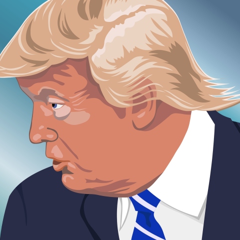 Εικονογράφηση που απεικονίζει τον Ντόναλντ Τραμπ