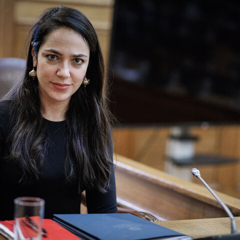 Δόμνα Μιχαηλίδου, υφυπουργός Εργασίας και Κοινωνικών Υποθέσεων αρμόδια για θέματα Πρόνοιας και Κοινωνικής Αλληλεγγύης στην κυβέρνηση Μητσοτάκη