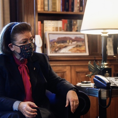 Η υπουργός Πολιτισμού, Λίνα Μενδώνη