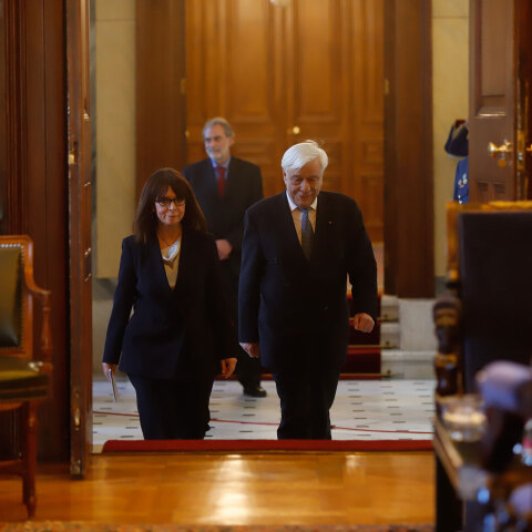 Κατερίνα Σακελλαροπούλου και Προκόπης Παυλόπουλος στο Προεδρικό Μέγαρο