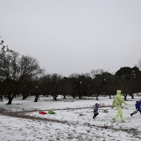 Χιονόπτωση στο Άλσος Συγγρού στην Κηφισιά