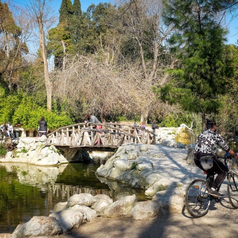 Άνθρωποι που κάνουν βόλτα στον Εθνικό Κήπο στην Αθήνα κατά τη διάρκεια του lockdown