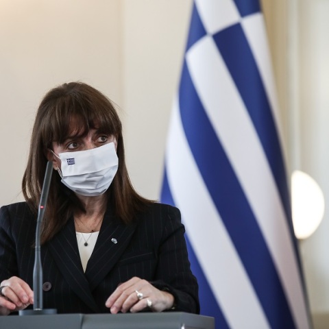 Η Πρόεδρος της Δημοκρατίας, Κατερίνα Σακελλαροπούλου, κατά την επίσκεψή της στη Σλοβενία